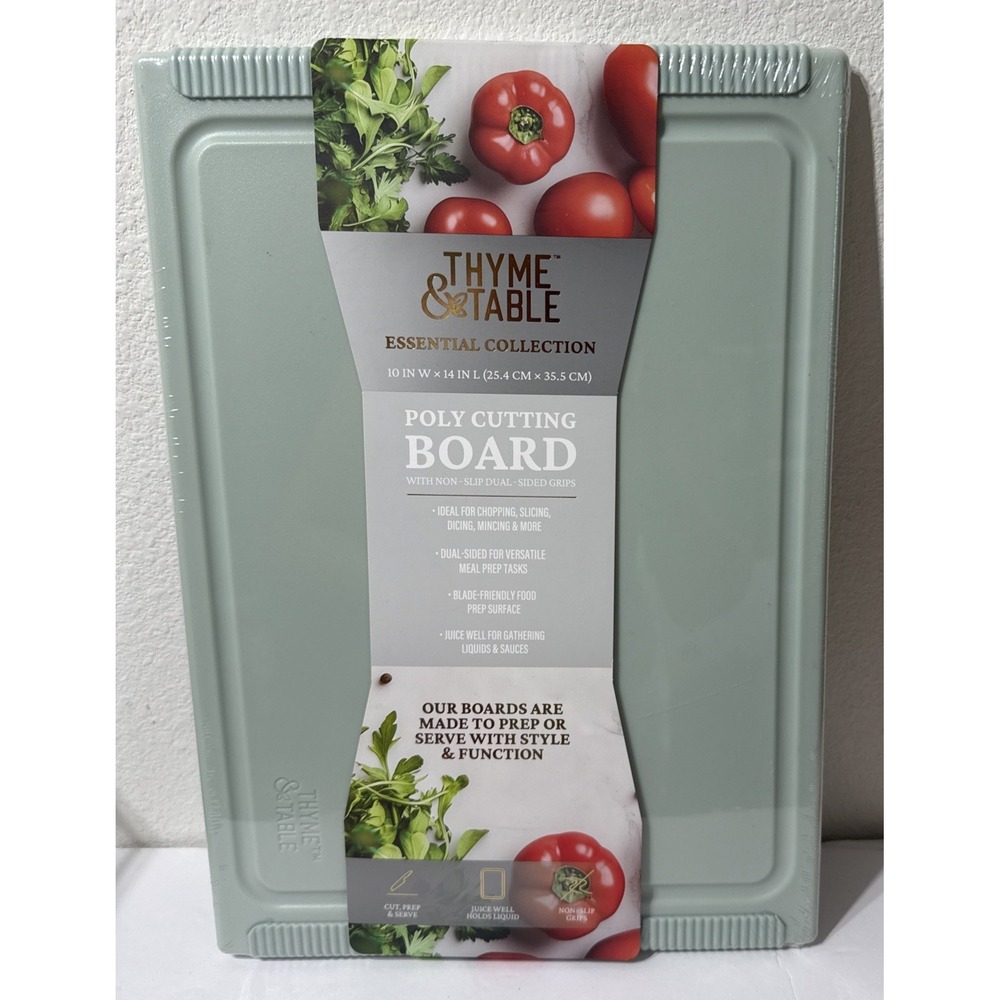 Thyme & Table Essential Collection 10"x14"Poly Cutting Board SAGE Cut Prep Serve